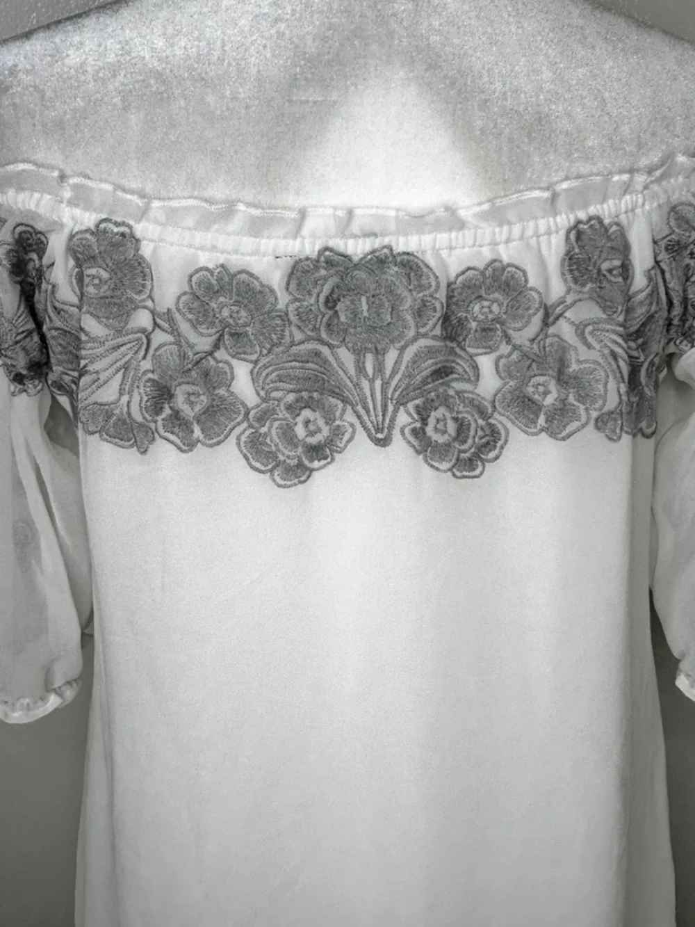 For Love & Lemons Womens White Embroidered Off The Shoulder Mini Dress Size S